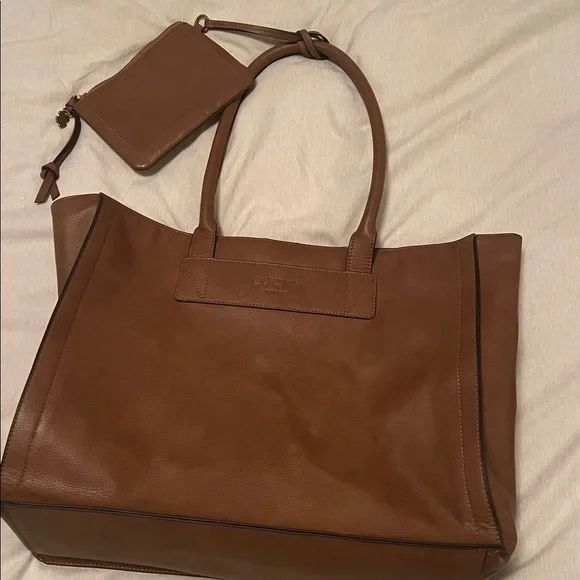 Lucky Brand brown leather tote and pouch - Picture 4 of 5